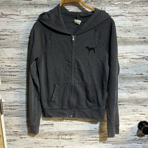 PINK Victorias Secret gray zip up hoodie size XS - Picture 1 of 7
